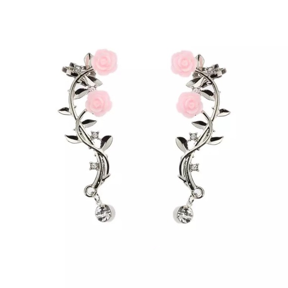 !!LAST PAIR!! Rose Ear Cuff Earring Climber Pair - Picture 2 of 7